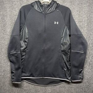 Under Armour Womens ColdGear Hybrid Full Zip Hoodie Jacket Black Medium Swacket